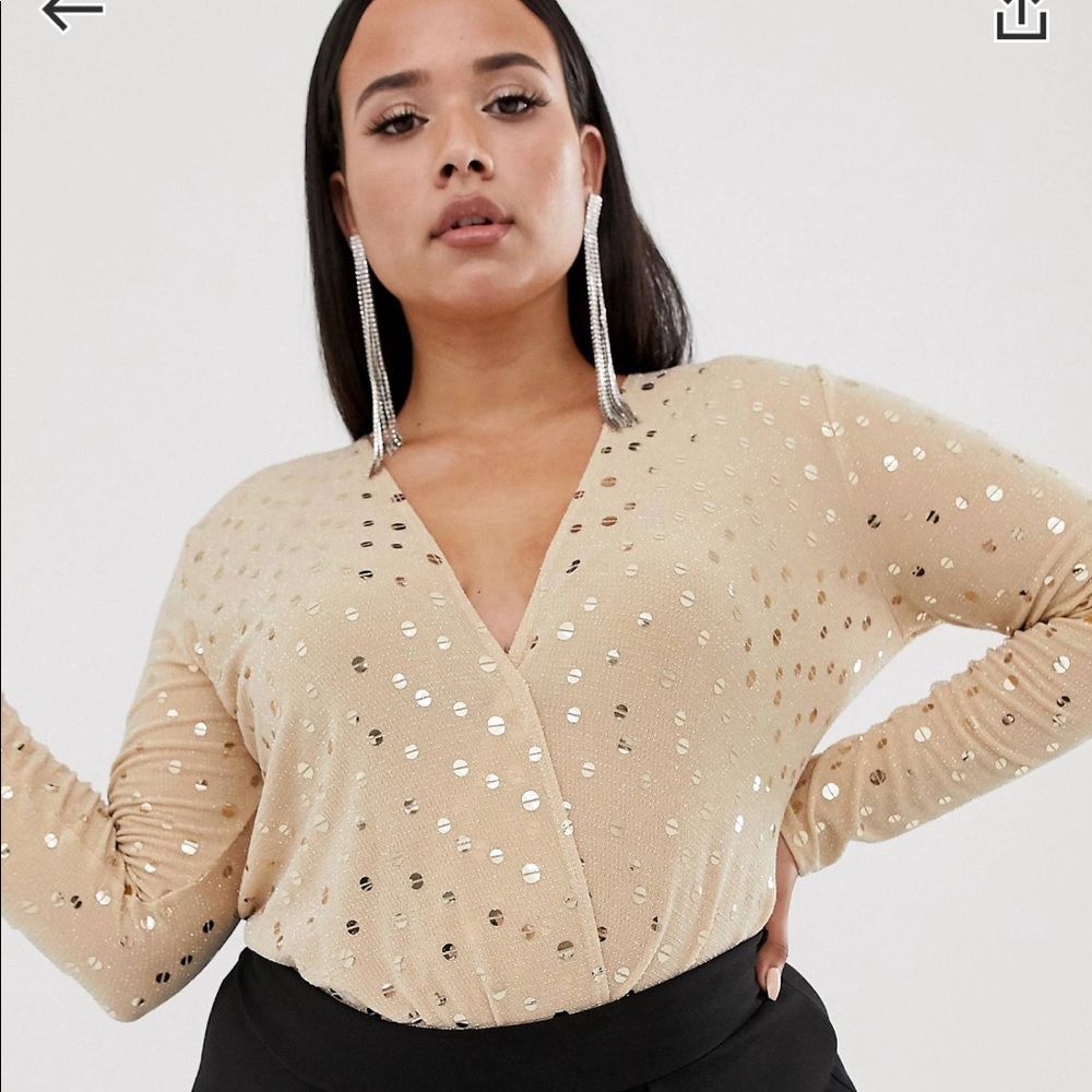 ASOS CURVE Flounce London Plus Plunge bodysuit